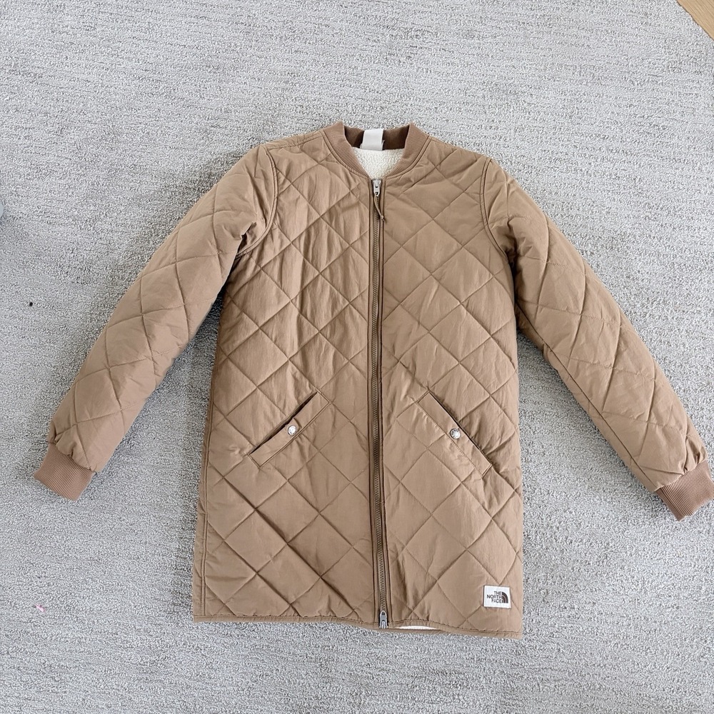 The North Face Cuchillo Parka Womens S Brown Quilted Sherpa Lined Long Coat